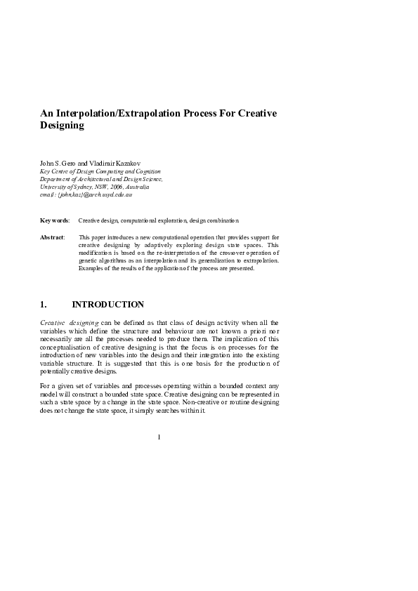 (PDF) An Interpolation/Extrapolation Process For Creative Designing