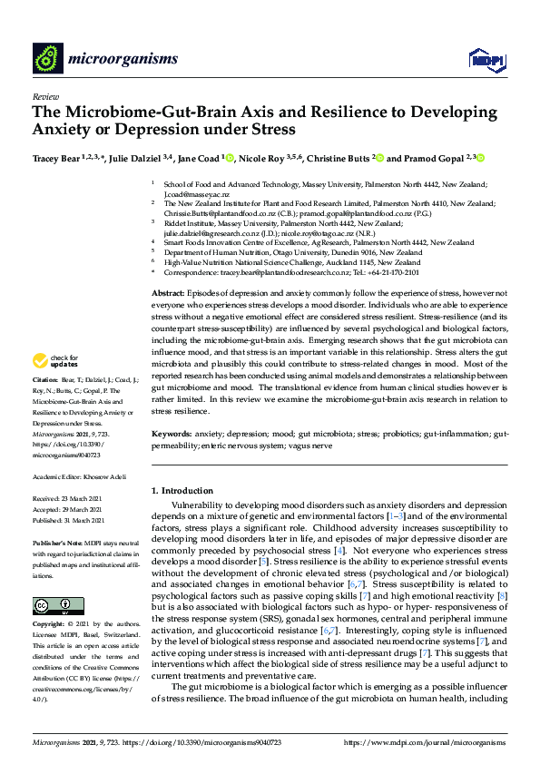 (PDF) The Microbiome-Gut-Brain Axis and Resilience to Developing ...