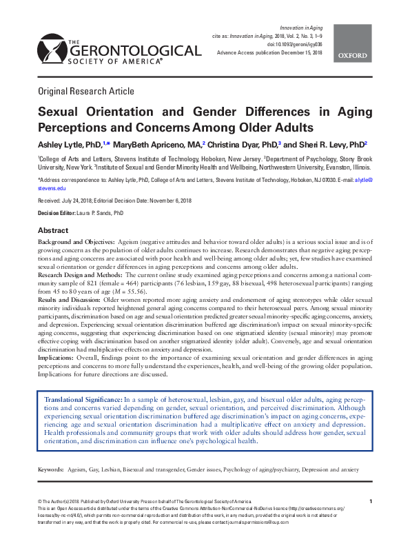(PDF) Sexual Orientation and Gender Differences in Aging Perceptions ...