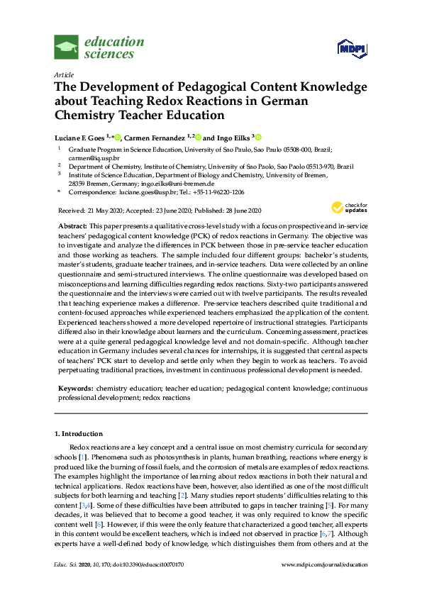 (PDF) The Development of Pedagogical Content Knowledge about Teaching ...