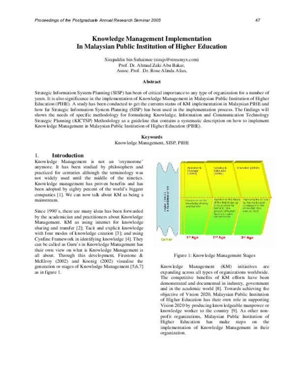 (PDF) Knowledge management implementation in Malaysian public ...