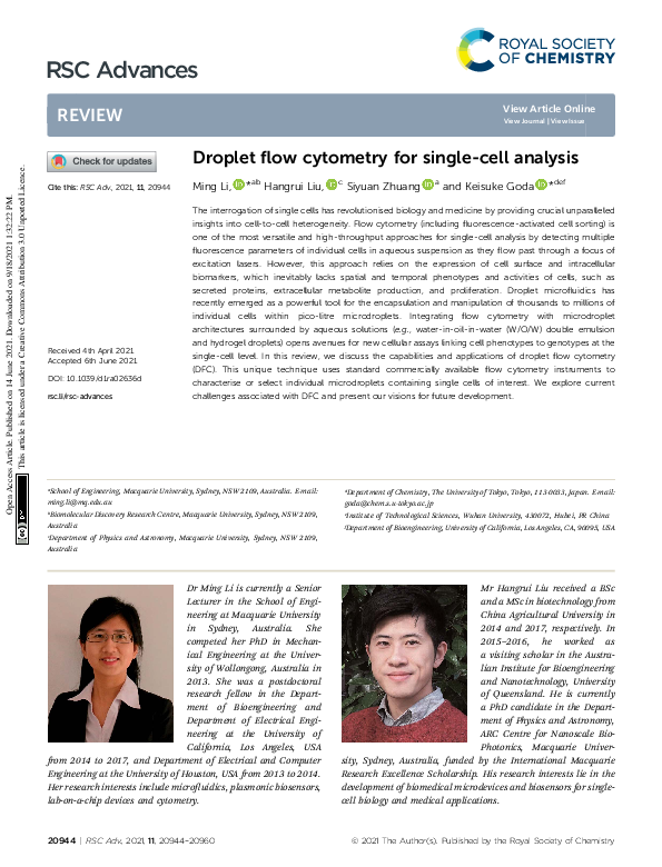 (PDF) Droplet flow cytometry for single-cell analysis