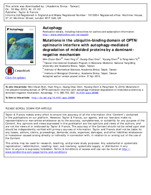 (PDF) Mutations in the ubiquitin-binding domain of OPTN/optineurin ...