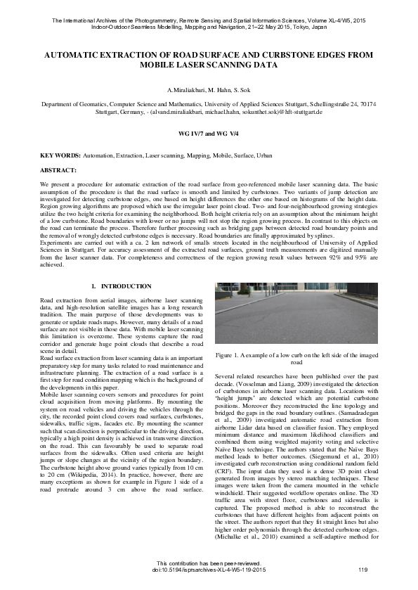 (PDF) Automatic Extraction of Road Surface and Curbstone Edges from ...