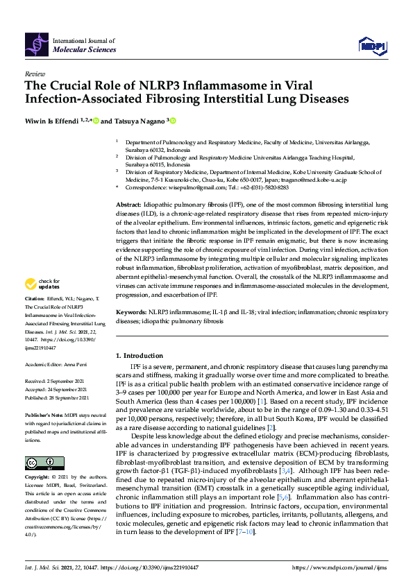 (PDF) The Crucial Role of NLRP3 Inflammasome in Viral Infection ...