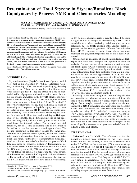 (PDF) Determination of Total Styrene in Styrene/Butadiene Block ...