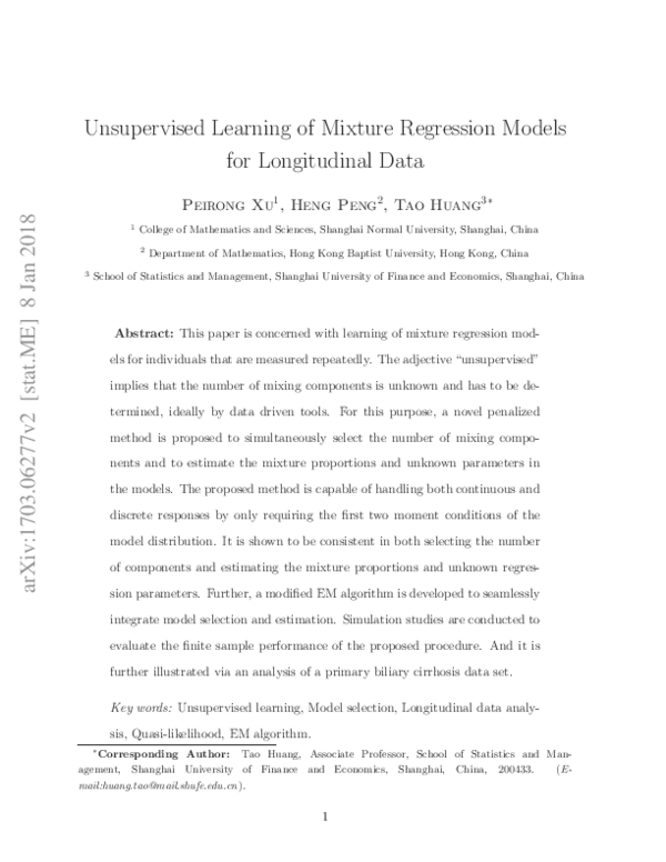 (PDF) Unsupervised learning of mixture regression models for ...