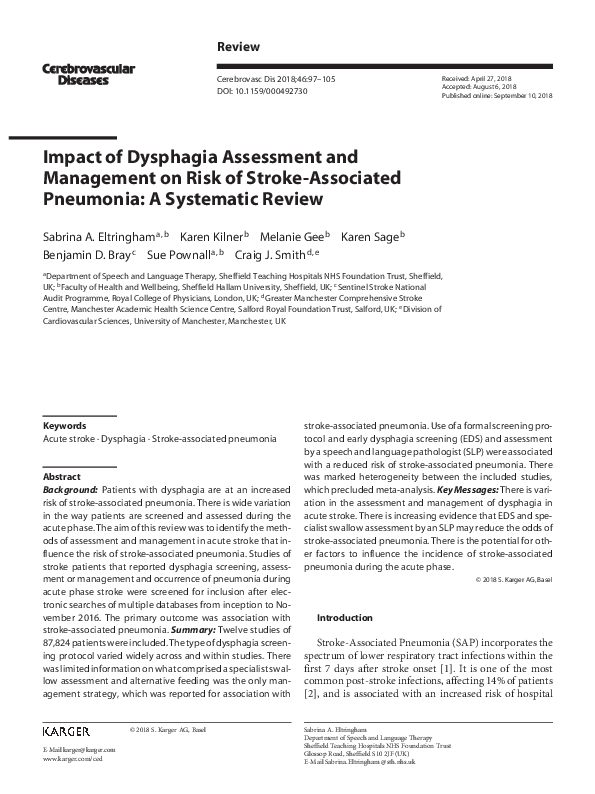(PDF) Impact of Dysphagia Assessment and Management on Risk of Stroke ...