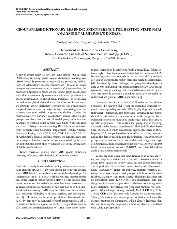 (PDF) Group sparse dictionary learning and inference for resting-state ...