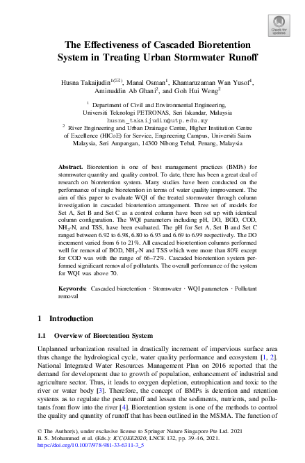 (PDF) The Effectiveness of Cascaded Bioretention System in Treating ...