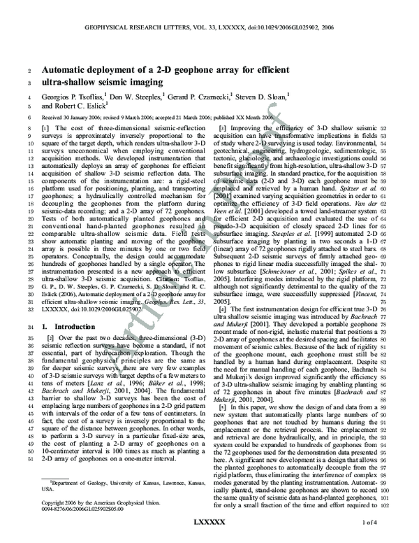 (PDF) Automatic deployment of a 2-D geophone array for efficient ultra ...