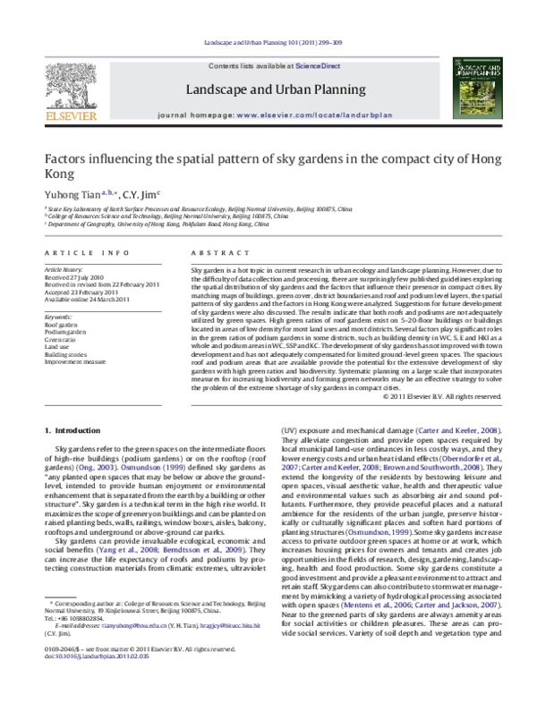 (PDF) Factors influencing the spatial pattern of sky gardens in the ...