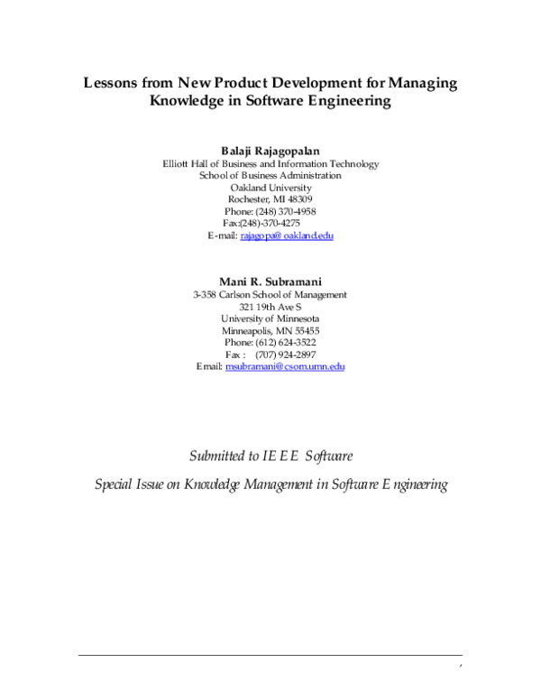 (PDF) Knowledge in Software Engineering