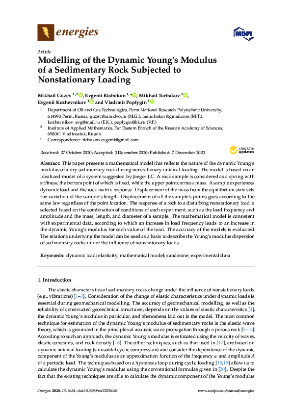 (PDF) Modelling of the Dynamic Young’s Modulus of a Sedimentary Rock ...