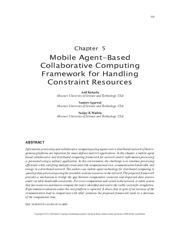 (PDF) Mobile Agent-Based Collaborative Computing Framework for Handling ...