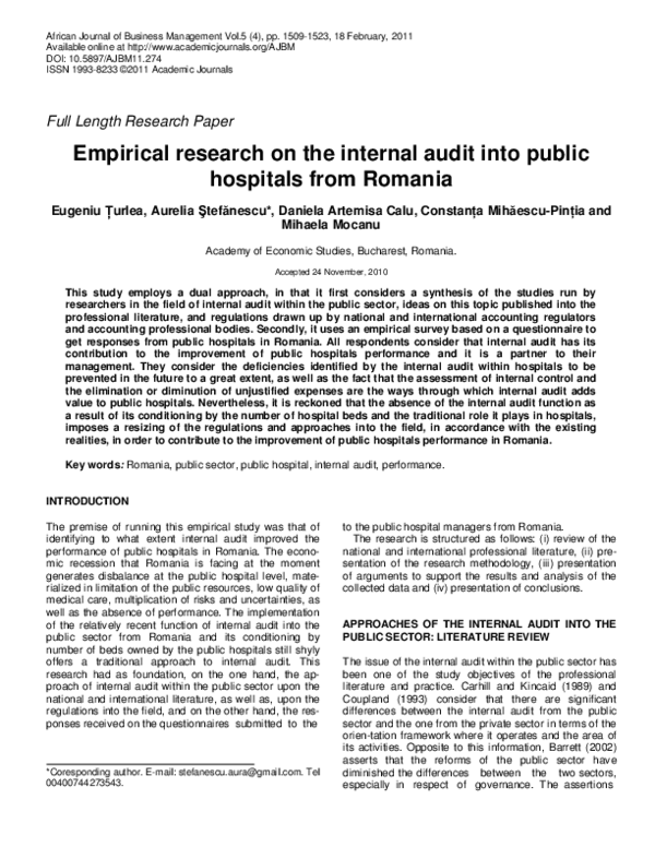 (PDF) Empirical research on the internal audit into public hospitals ...