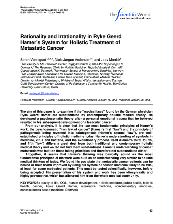 (PDF) Rationality and Irrationality in Ryke Geerd Hamer's System for ...