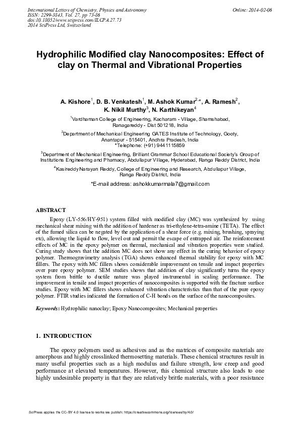 (PDF) Hydrophilic Modified Clay Nanocomposites: Effect of Clay on ...