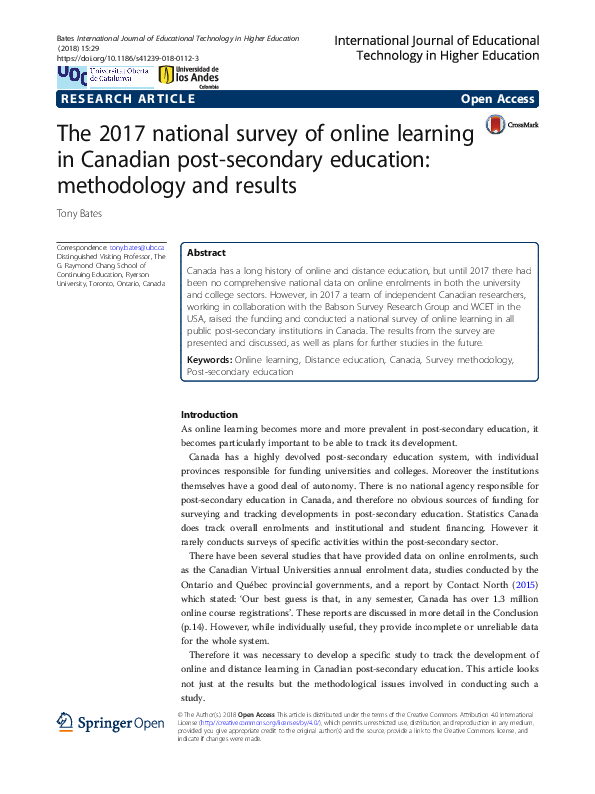 (PDF) The 2017 national survey of online learning in Canadian post ...