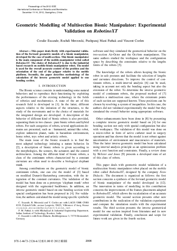 (PDF) Geometric modelling of multisection bionic manipulator ...