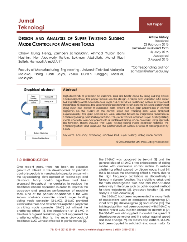 (PDF) Design and Analysis of Super Twisting Sliding Mode Control for ...