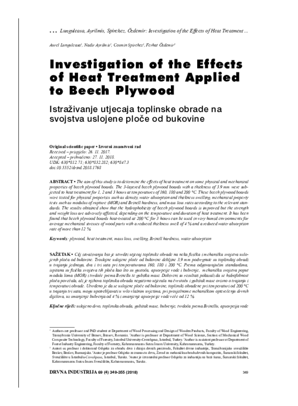 (PDF) Investigation of the Effects of Heat Treatment Applied to Beech ...