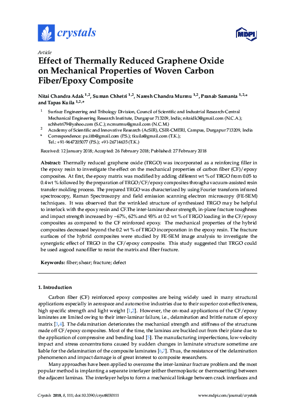 (PDF) Effect of Thermally Reduced Graphene Oxide on Mechanical ...