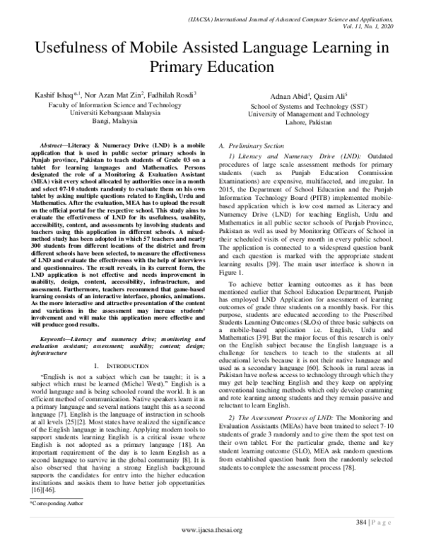 (PDF) Usefulness of Mobile Assisted Language Learning in Primary Education