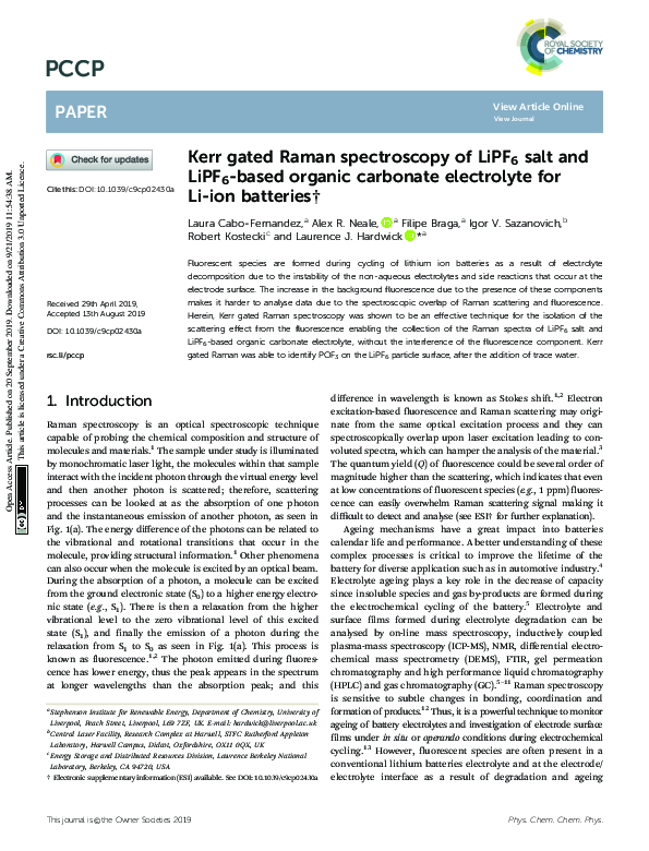 (PDF) Kerr gated Raman spectroscopy of LiPF6 salt and LiPF6-based ...