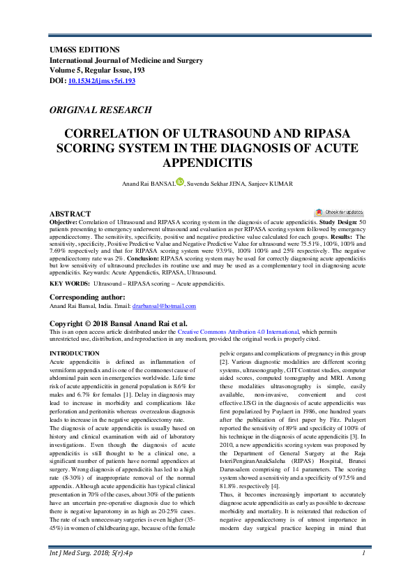 (PDF) Correlation of Ultrasound and RIPASA Scoring System in the ...