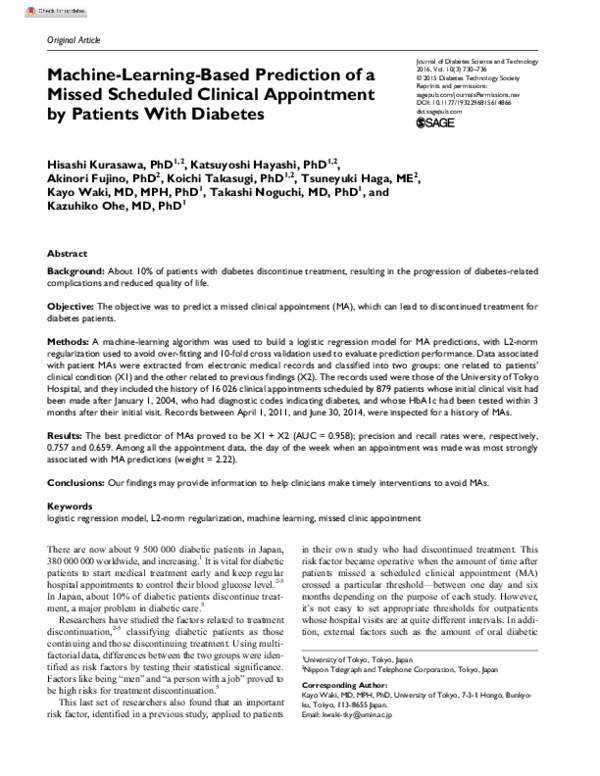 pdf-machine-learning-based-prediction-of-a-missed-scheduled-clinical-appointment-by-patients