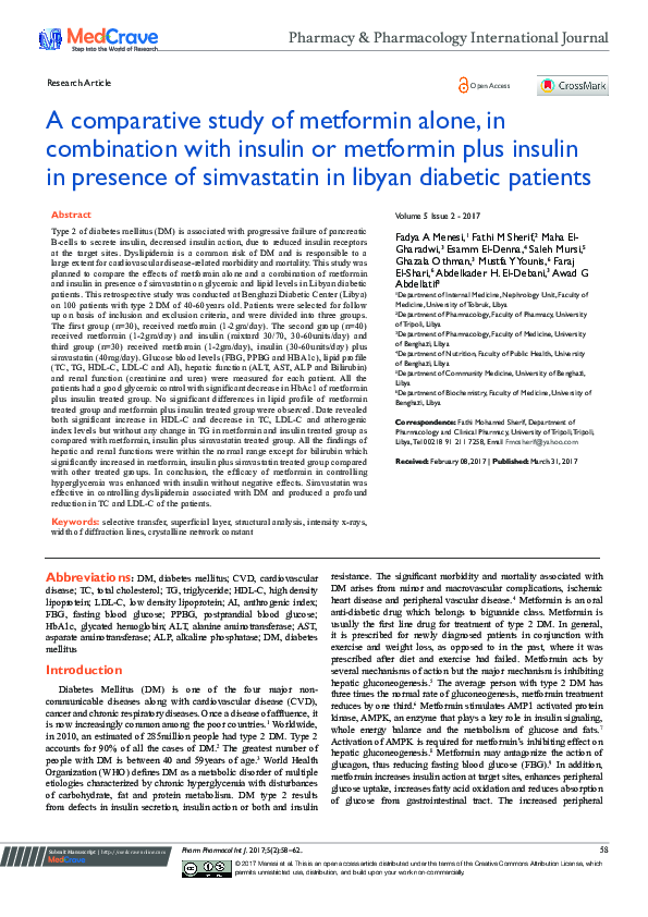 (PDF) A Comparative Study of Metformin alone, in Combination with ...