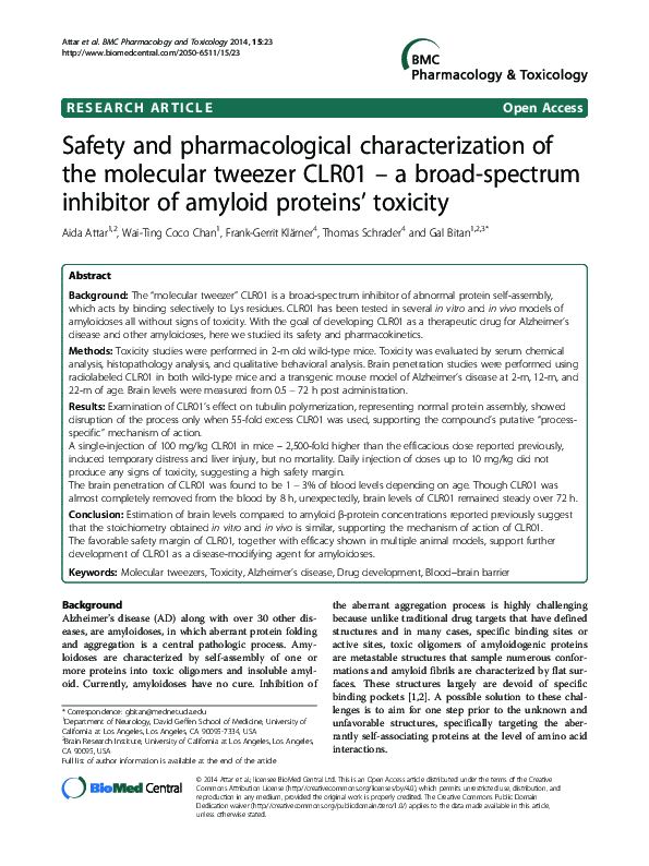 (PDF) Safety and pharmacological characterization of the molecular ...