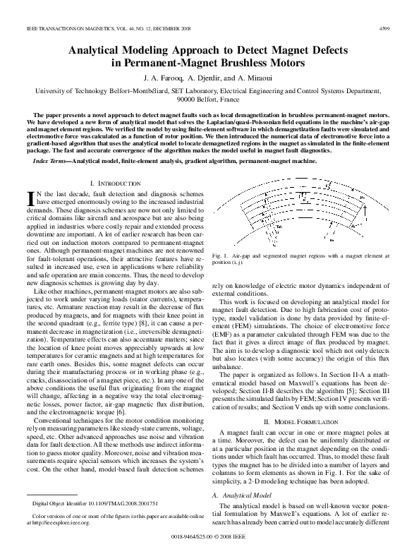 (PDF) Analytical Modeling Approach to Detect Magnet Defects in ...