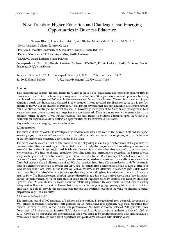 (PDF) New Trends in Higher Education and Challenges and Emerging ...