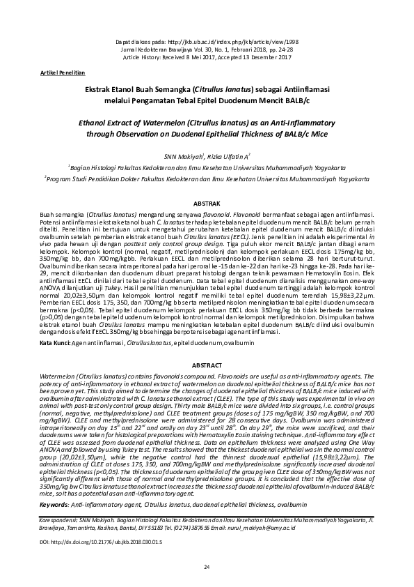 (PDF) Ekstrak Etanol Buah Semangka (Citrullus lanatus) sebagai ...
