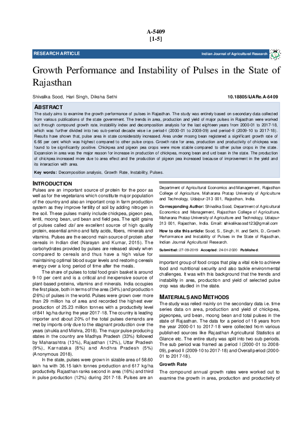 (PDF) Growth Performance and Instability of Pulses in the State of ...