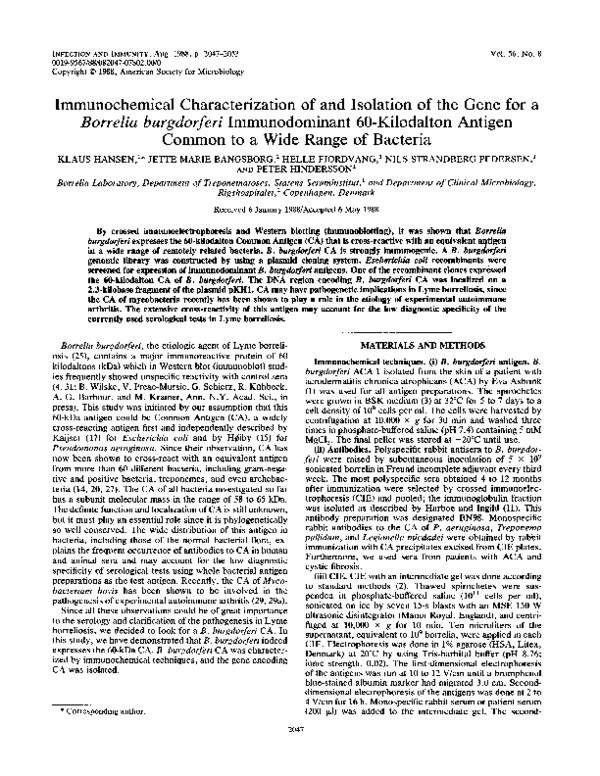 (PDF) Immunochemical characterization and isolation of the gene for ...