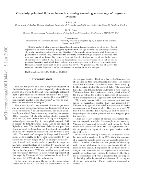 (PDF) Circularly polarized light emission in scanning tunneling ...