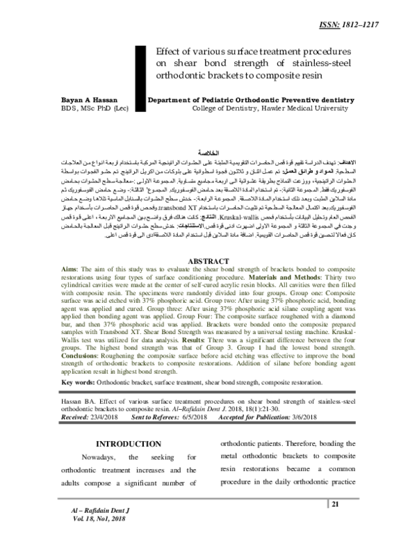 (PDF) Effect of various surface treatment procedures on shear bond ...