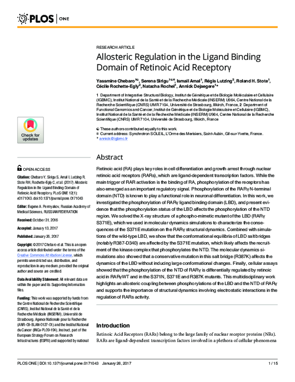 (PDF) Allosteric Regulation in the Ligand Binding Domain of Retinoic ...