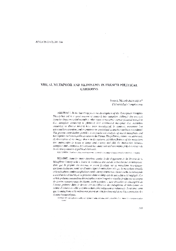 (PDF) Visual metaphor and metonymy in French political cartoons