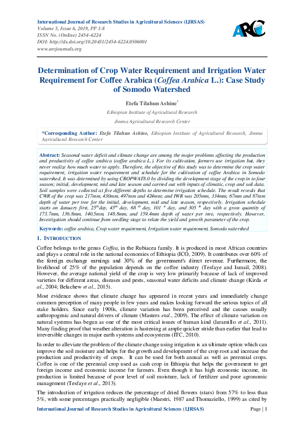 (PDF) Determination of Crop Water Requirement and Irrigation Water ...