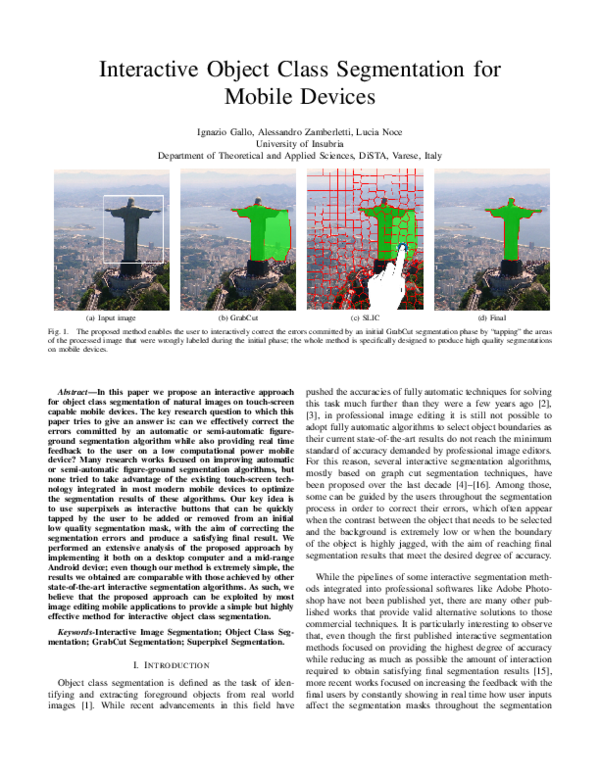 (PDF) Interactive Object Class Segmentation for Mobile Devices