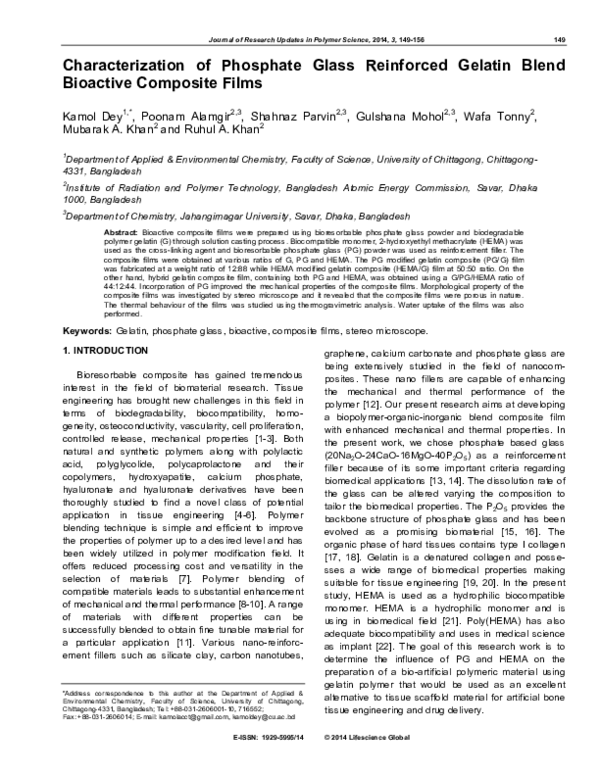 (PDF) Characterization of Phosphate Glass Reinforced Gelatin Blend ...