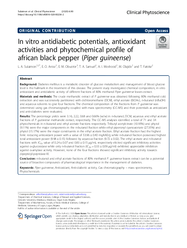 (PDF) In vitro antidiabetic potentials, antioxidant activities and ...