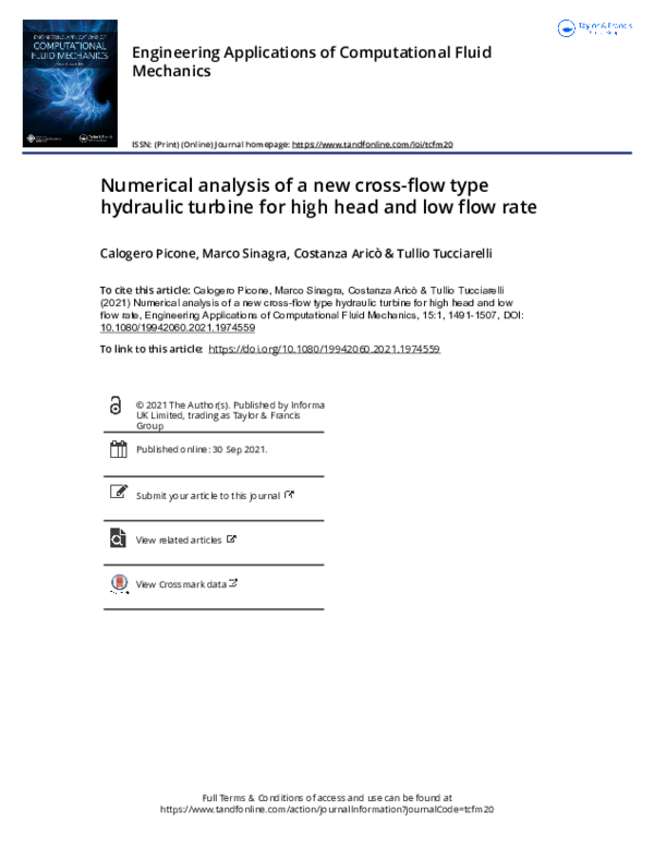(PDF) Numerical analysis of a new cross-flow type hydraulic turbine for ...