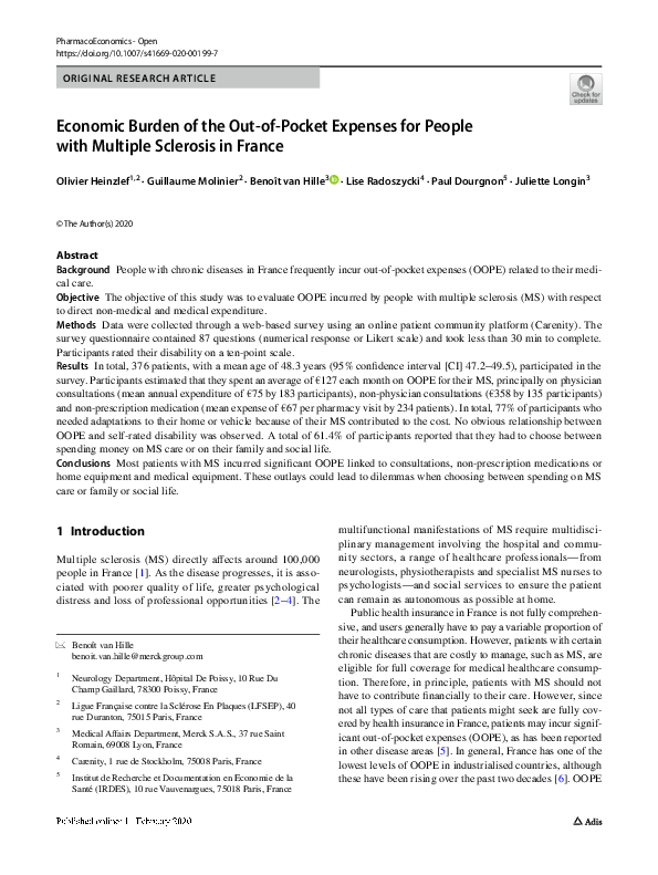 (PDF) Economic Burden of the Out-of-Pocket Expenses for People with ...