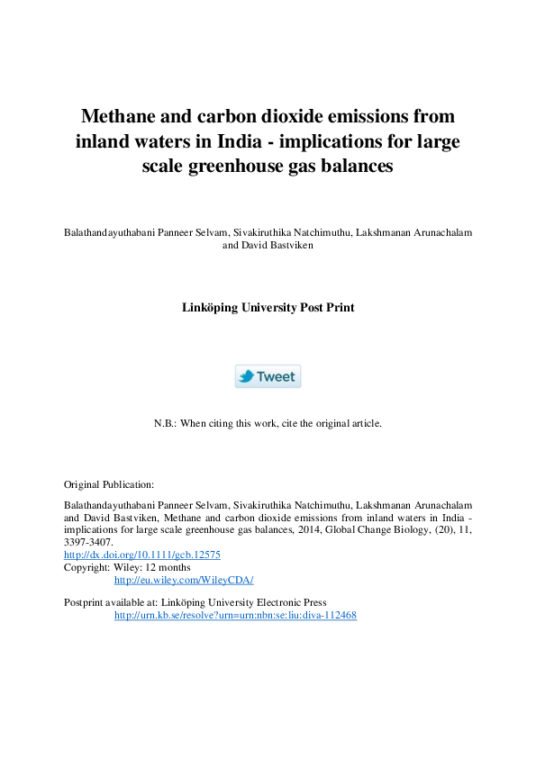 (PDF) Methane and carbon dioxide emissions from inland waters in India ...