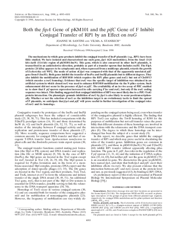 (PDF) Both the fipA gene of pKM101 and the pifC gene of F inhibit ...